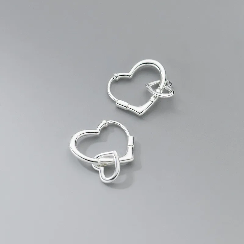 Vintage-Style Silver-Tone Heart Earrings