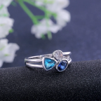 Vintage-Style Blue Inlaid Crystal Ring
