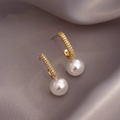 Bright Gold-Tone Pearl Earrings