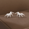Silver-Tone Sunray Wing Stud Earrings