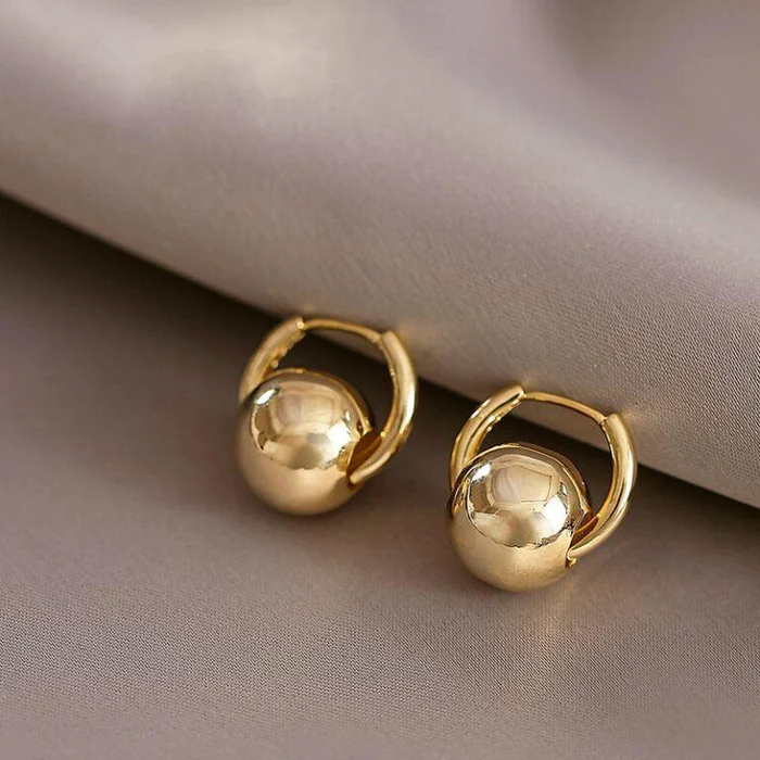Small Gold-Tone Ball Huggie Earrings