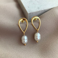 Gold-Tone Hollow Pearl Earrings