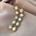 Gold-Tone Pearl Ladder Dangle Earrings