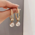 Gold-Tone Hoop Earrings with Baroque Pearl Drop