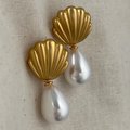 Gold-Tone Shell Pearl Earrings