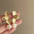 Gold-Tone Petal Baroque Pearl Earrings