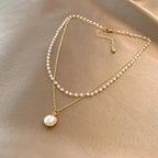 Gold-Tone Chain Necklace with Pearl Pendant Drop