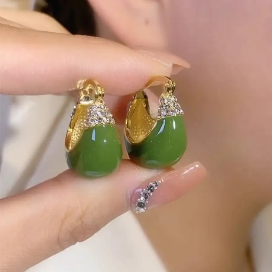 Bright Green Basket Earrings