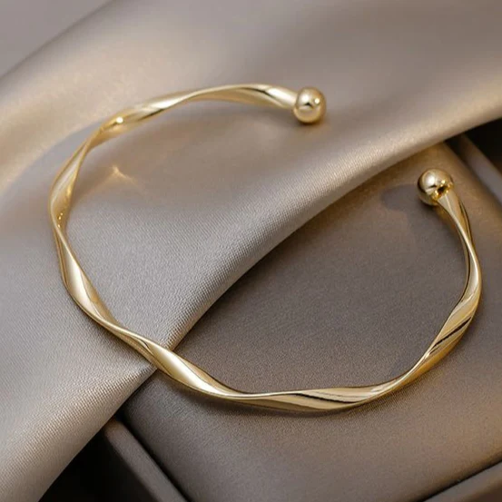 Gold-Tone Wavy Open Cuff