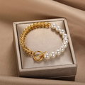 Pearl and Gold-Tone Bead Bracelet