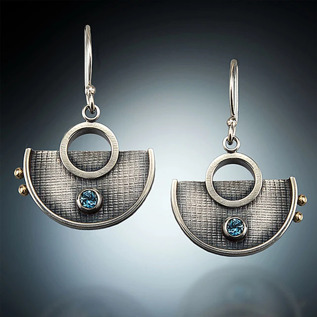 Vintage-Style Crescent Silver-Tone Earrings