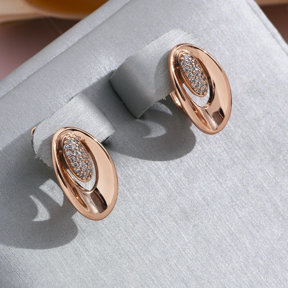 Rose Gold-Tone Hollow Oval Stud Earrings