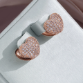 Pavé Heart Stud Earrings in Rose Gold Tone