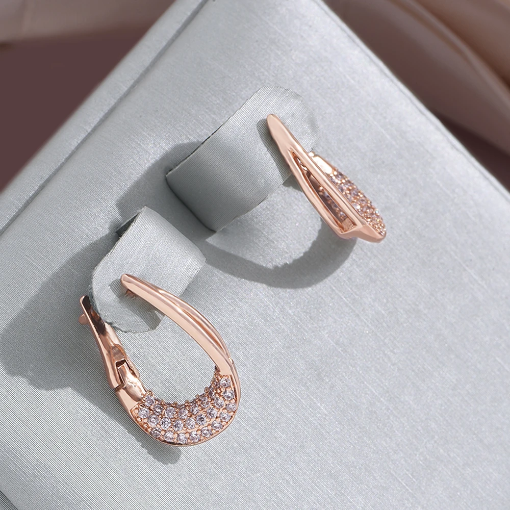 Rose Gold-Tone Pavé Horseshoe Earrings