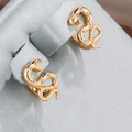 Gold-Tone Snake Zirconia Earrings