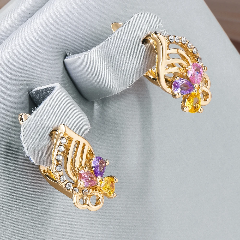 Colourful Crystal Gold-Tone Earrings