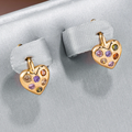 Inlaid Colourful Zirconia Heart Earrings