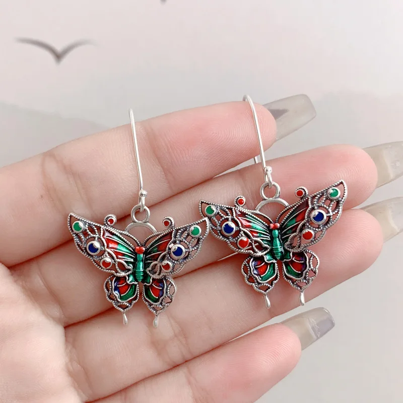 Vintage-Style Colourful Butterfly Earrings