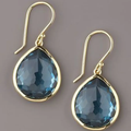 Vintage-Style Blue Teardrop Crystal Hook Earrings