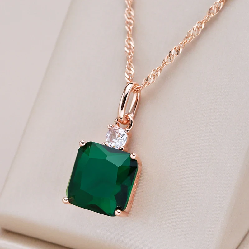 Green Cube Crystal Necklace