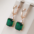 Green Cube Crystal Earrings