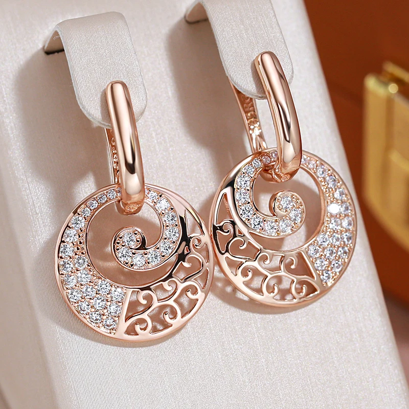 Rose Gold-Tone Filigree Disc Drop Earrings