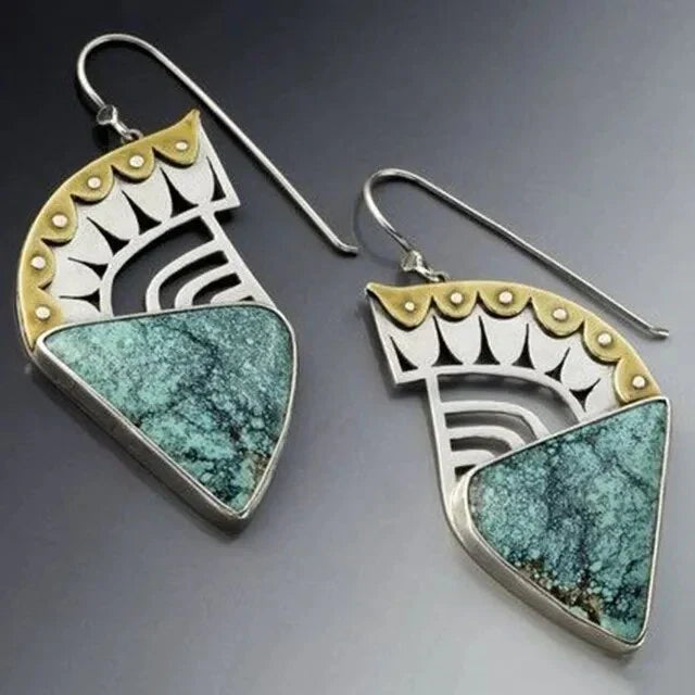 Vintage-Style Turquoise Crown Earrings