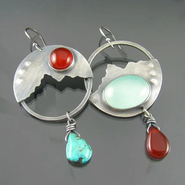 Boucles d'oreilles paysage ajouré style vintage