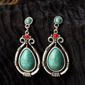 Vintage-Style Turquoise Hollow Drop Earrings
