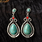 Vintage-Style Turquoise Hollow Drop Earrings