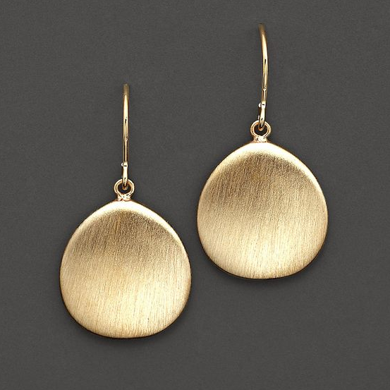 Vintage-Style Matte Gold-Tone Disc Hook Earrings