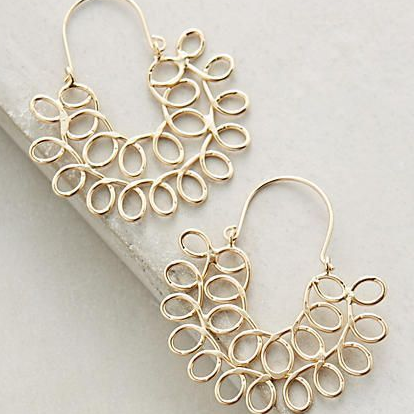 Vintage-Style Gold-Tone Openwork Flower Hoop Earrings