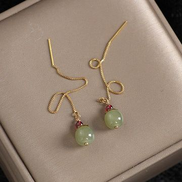 Brincos de Pérola Verde-Azeitona Estilo Vintage