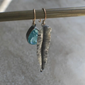 Vintage-Style Blue Crystal Silver-Tone Leaf Earrings