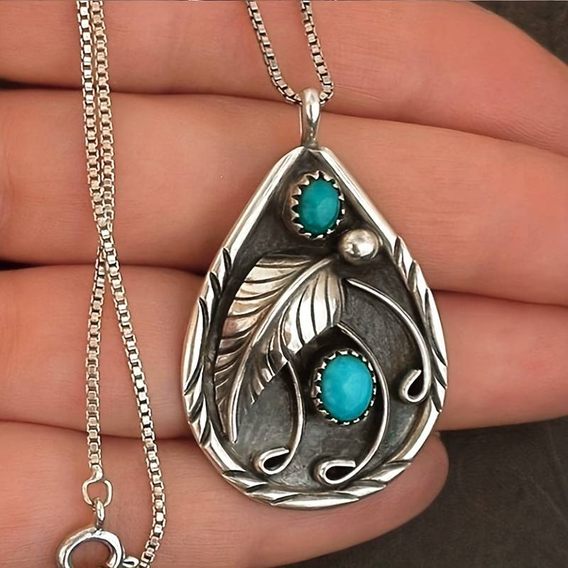 Vintage-Style Opal-Look Stone Drop Necklace