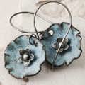 Vintage-Style Washed Blue Flower Earrings
