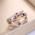 Two-Tone Stacked Ring with Colourful Zirconia Accents