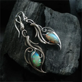 Vintage-Style Blue Opal-Look Leaf Filigree Earrings