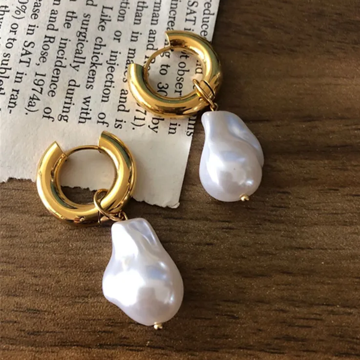 Vintage-Style Baroque Pearl Gold-Tone Earrings