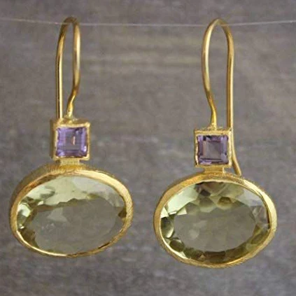 Vintage-Style Green and Gold-Tone Earrings