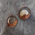 Vintage-Style Washed Brown Round Earrings