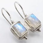 Vintage-Style Square Moonstone Earrings