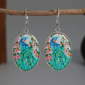 Vintage-Style Blue Acrylic Rounded Earrings