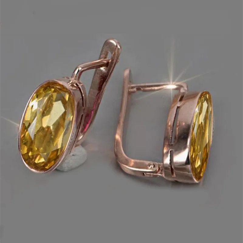 Vintage-Style Yellow Inlaid Crystal Earrings