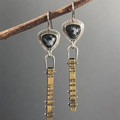 Vintage-Style Black Stone Dangle Earrings