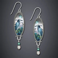 Vintage-Style Blue Pelican Earrings