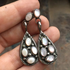Vintage-Style White Inlaid Opal-Look Drop Earrings