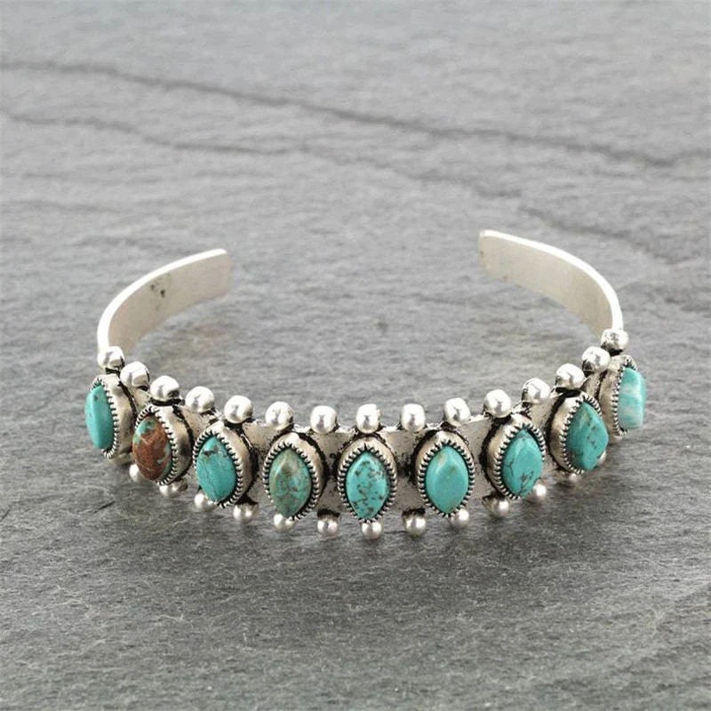 Vintage-Style Multi-Stone Turquoise Open Cuff