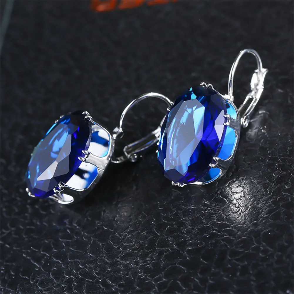 Vintage-Style Blue Zirconia Silver-Tone Earrings