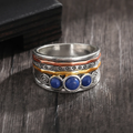 Vintage-Style Blue Opal-Look Silver-Tone Ring